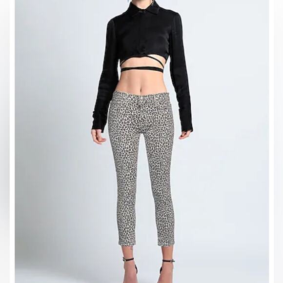 Current Elliot Stiletto Jeans Leopard Women Size 26 Statement Mobwife Maximalist - Picture 1 of 6